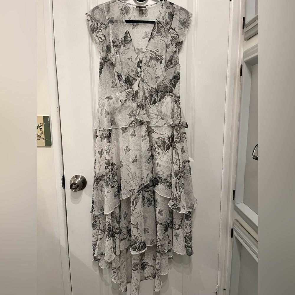 Chelsea28 Grey and White High Low Dress